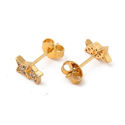 Rack Plating Brass Micro Pave Cubic Zirconia Stud Earrings EJEW-P221-04G-1