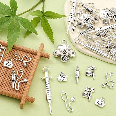 40Pcs 8 Styles Medical Theme Tibetan Style Alloy Pendants TIBEP-YW0001-92-1