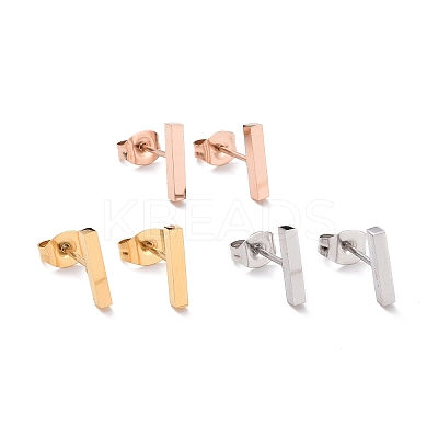 Cuboid 304 Stainless Steel Stud Crawler Earrings EJEW-O052-45-1