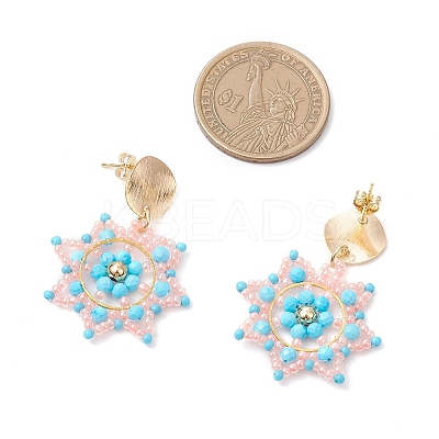 Handmade Glass Seed Beads Flower Dangle Stud Earrings EJEW-MZ00570-02-1