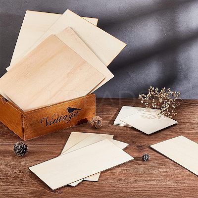12Pcs 4 Style Basswood Veneer Pieces DIY-OC0009-19-1
