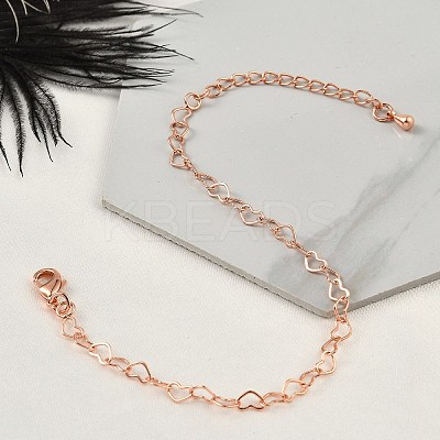 Brass Heart Link Bracelets for Women BJEW-G735-07RG-1