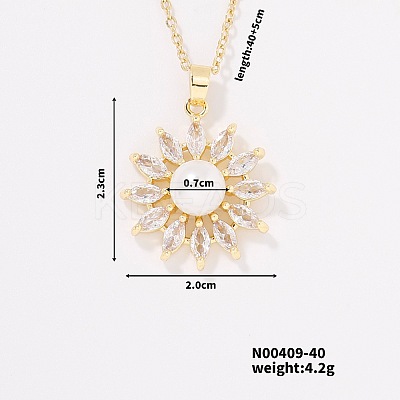Fashionable Brass Clear Cubic Zirconia Pendant Cable Chain Necklaces for Women FN2830-4-1