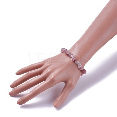 Natural Strawberry Quartz Beads Stretch Bracelets BJEW-JB04152-08-1
