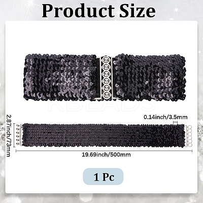 Sparkle Sequins Wide Elastic Dress Belts AJEW-WH20128-026P-01-1