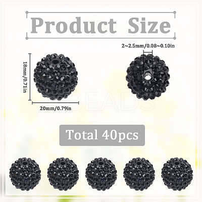 40Pcs Resin Rhinestone Beads RESI-SC0005-81A-1