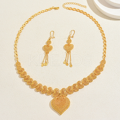 Elegant Alloy Hollow Heart Tassel Earrings & Necklaces for Women TJ4371-1