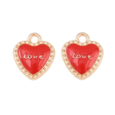 Red Love Heart Alloy Enamel Pendants PALLOY-A024-03KCG-1