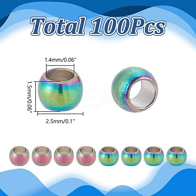100Pcs Ion Plating(IP) 304 Stainless Steel Spacer Beads STAS-AR0002-54RC-1