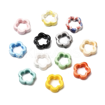 Flower Hollow Glazed Porcelain Bead Frame PORC-A034-09-1