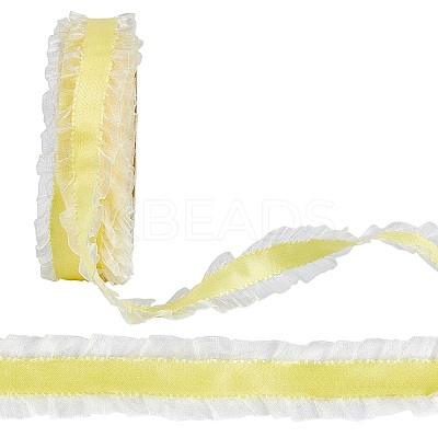 10 Yards Polyester Pleated Lace Trim OCOR-WH0080-93B-1