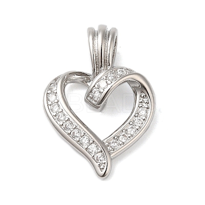 Rack Plating Brass & Clear Cubic Zirconia Pendants KK-S372-26P-1