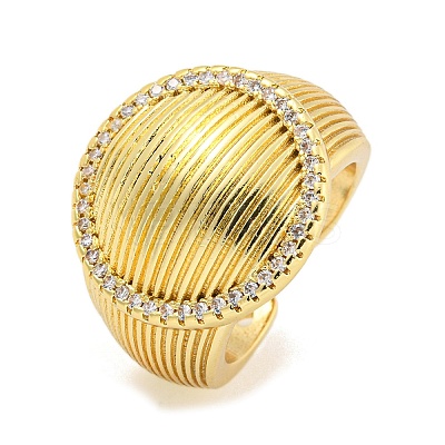 Clear Cubic Zirconia Wide Open Cuff Ring RJEW-L121-020G-1