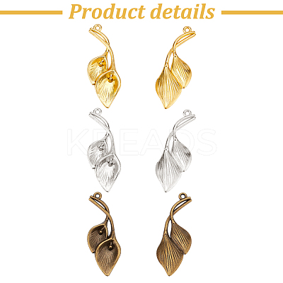 30PCS 3Colors Tibetan Style Zinc Alloy Pendants TIBEP-GO0001-01-1