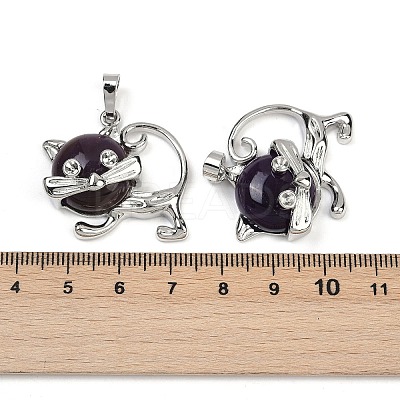 Natural Amethyst Kitten Pendants G-J386-C17-20-1