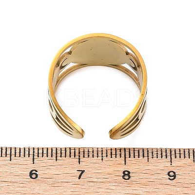 304 Stainless Steel Rhinestone Saint Benedict Open Cuff Rings LS-RJEW-M069-01G-1