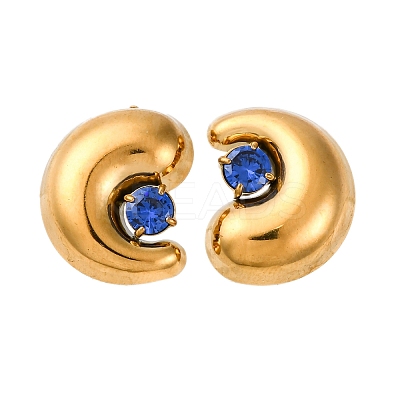 304 Stainless Steel Micro Pave Cubic Zirconia Stud Earrings LS-EJEW-B138-01G-1