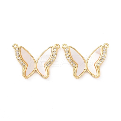 Brass Micro Pave Clear Cubic Zirconia Pendants KK-E068-VC149-1