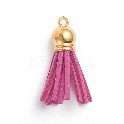 Faux Suede Cord Tassels Pendant Decorations HJEW-WH0006-18L-1