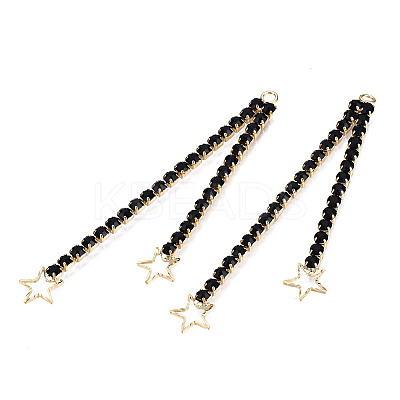 Brass Pave Rhinestone Chain with Star Big Pendants KK-N216-421-02LG-1