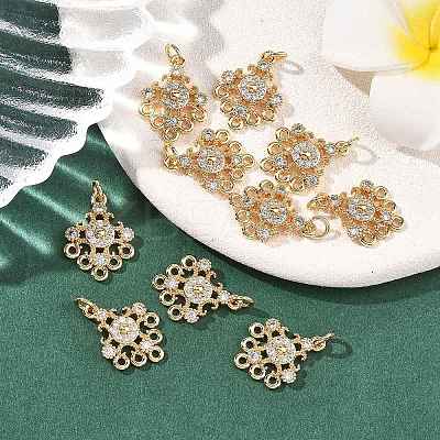 SHEGRACE Brass Pave Clear Cubic Zirconia Flower Chandelier Components Links XGRQ29273-393G-1