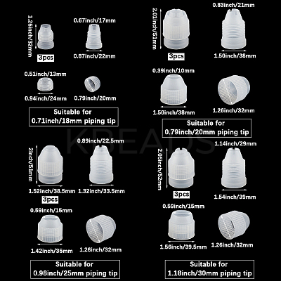 12Pcs 4 Styles Plastic Icing Piping Bag Nozzle Converter KY-SP0001-43-1