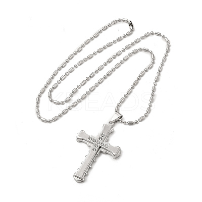 Alloy Cross Pandant Necklace with Link Chains NJEW-K245-003P-1