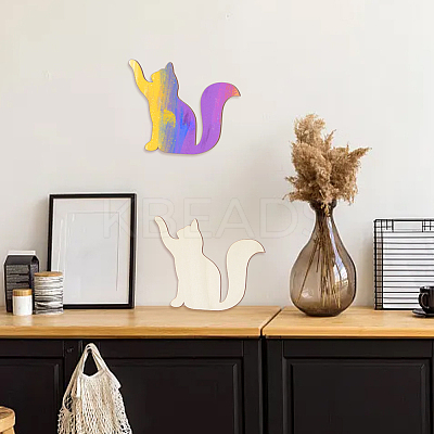 Cat Wood Unfinished Wood Cutouts DIY-WH0430-319A-1