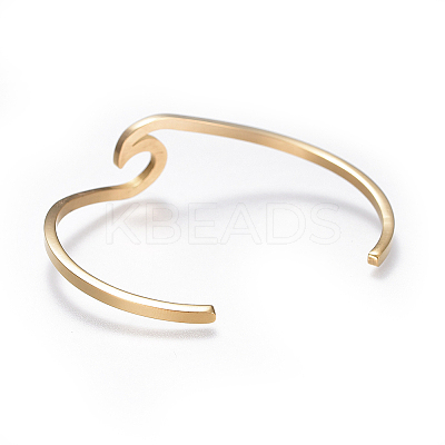 Ion Plating(IP) 304 Stainless Steel Cuff Bangles BJEW-G611-01G-1