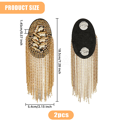 2Pcs Detachable Iron Tassel Epaulettes FIND-FH0005-44G-1