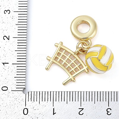 Rack Plating Brass Enamel Sports European Dangle Charms KK-P287-35E-G-1