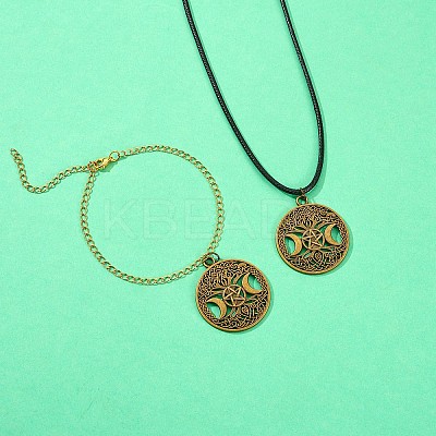 60Pcs Life of Tree Moon Charm Pendant Triple Moon Goddess Pendant Ancient Bronze for Jewelry Necklace Earring Making crafts JX339A-1