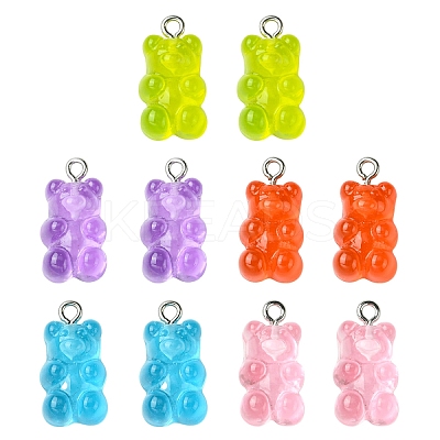 10Pcs 5 Colors Transparent Resin Pendants CRES-YW0001-35A-1