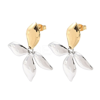 Two Tone Flower 304 Stainless Steel Stud Earrings EJEW-B156-10GP-1