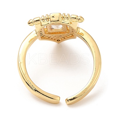 Cubic Zirconia Wide Open Cuff Ring RJEW-A018-01G-1