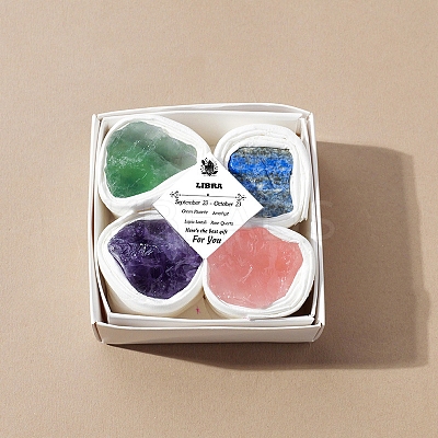 4Pcs 12 Zodiac Signs Series Natural Mixed Gemstone Decorations DJEW-B016-07-1