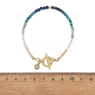 Gradient Natural Mixed Stone Faceted Round Beaded Bracelets BJEW-JB14398-01-1