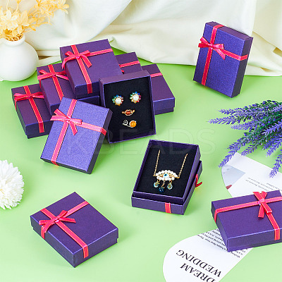 Rectangle Paper Jewelry Set Storage Boxes with Bowknot X1-CON-TAC0014-04B-1