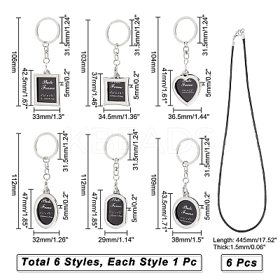 6Pcs Mini Alloy Photo Frame Keychain KEYC-CA0001-09-1