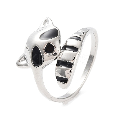 Enamel Raccoon Open Cuff Ring LS-PW23031603738-1