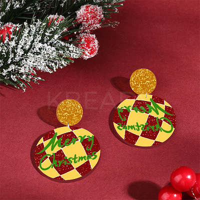 Christmas Theme Acrylic Dangle Stud Earrings FS-WG16439-08-1