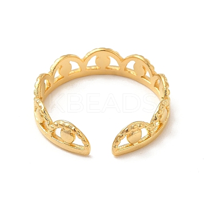 Ion Plating(IP) 304 Stainless Steel Crown Open Cuff Ring for Women RJEW-E066-08G-1