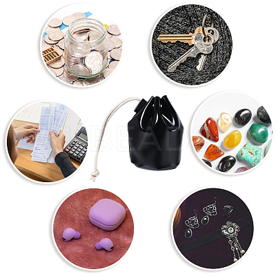 Leather Coin Storage Drawstring Bucket Bags AJEW-WH20064-95B-1