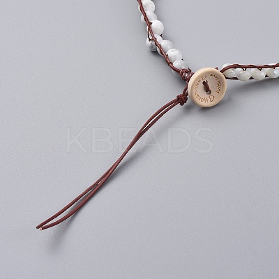 Faceted Glass & Natural Howlite Beaded Wrap Bracelets BJEW-JB05035-04-1