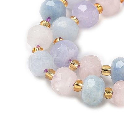 Natural Lavender Amethyst & Aquamarine & Madagascar Rose Quartz Beads Strands G-G271-D01-6x8mm-1