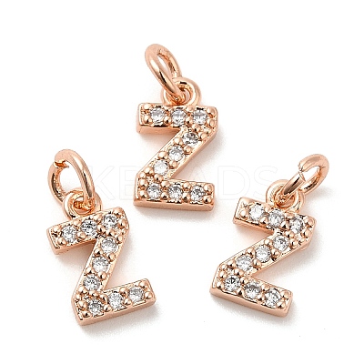 Brass Micro Pave Grade AAA Cubic Zirconia Charms ZIRC-P067-11RG-Z-NR-1