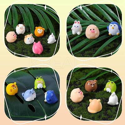 39Pcs 13 Style Cute Resin Animal Figurines Ornament DJEW-SZ0001-11-1