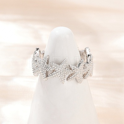 Brass Adjustable Cuff Rings for Women RJEW-H256-16P-1