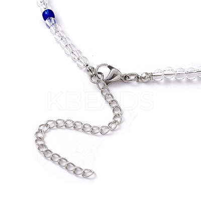 Resin Evil Eye & Acrylic Beaded Necklace for Women NJEW-JN04638-1