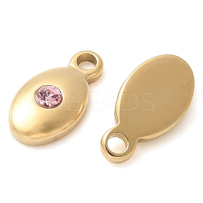 304 Stainless Steel with Rhinestone Charms STAS-Q345-15G-01-1